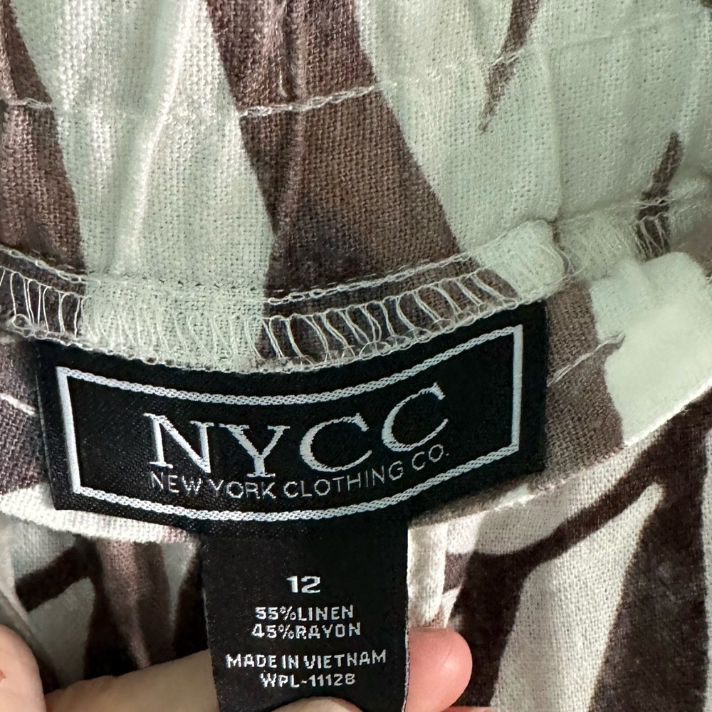 NYCC palm print linen pants 12 - Picture 5 of 6